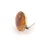 Beautiful Antique 9ct Yellow Gold Mounted Polished Agate Landscape Brooch 9.5g