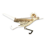 A 14k Yellow Gold Roadrunner Bird Ruby Set Brooch Val $2100