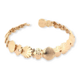 Beautiful 14ct Yellow Gold Sea Shell & Sand Dollar Articulated Bracelet 19g