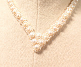 Pretty V Shape Fresh Water Pearl Woven Choker Style Necklace 42cm Long