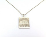 Unusual 1000 Stamped Fine Silver Rectangular Hand Engraved Amulet & Chain 11.4g