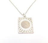 Unusual 1000 Stamped Fine Silver Rectangular Hand Engraved Amulet & Chain 11.4g