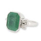 5.52ct Emerald & Diamond Set Handmade 18ct Gold Ring Size M Val $20100
