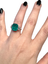 5.52ct Emerald & Diamond Set Handmade 18ct Gold Ring Size M Val $20100