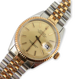 Vintage 1969 Rolex Datejust 1601 Step Dial Gold Steel Watch - 1570 Serviced 