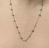 Beautiful Vintage Liquid Silver Bead & Turquoise Chip Bead Necklace 5g