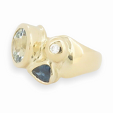 Aquamarine Sapphire & Diamond Set 18ct Gold Cocktail Ring Size M.5 Val $6420