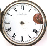 c1882 SUPER RARE “AUSTRALIA” BRAND STERLING SILVER KEY WIND POCKET WATCH.