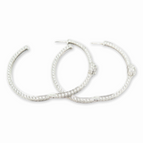 One Pair of 18K White Gold 6.09 cttw Diamond Set 40mm Hoop Earrings Val $14820