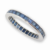 Vintage Carre Cut Sapphire Full Circle 18ct White Gold Ring Size K Val $2870