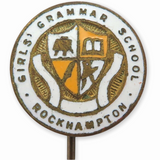 SCARCE EARLY 1900s ENGRAVED NAME / ROCKHAMPTON GIRLS GRAMMAR SCHOOL PIN.