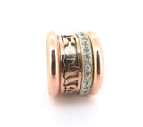 Hebrew Writing Heavy Sterling Silver 9ct Rose Gold & Moissanite Ring Size Q