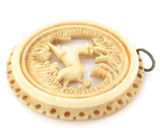 VERY NICE EARLY 1900s LARGISH CELLULOID ANIMAL THEME BROOCH PENDANT.