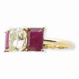 2.00ct Ruby & 2.02ct Cushion Diamond 18ct Gold Three Stone Ring Sz L Val $37425