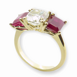 2.00ct Ruby & 2.02ct Cushion Diamond 18ct Gold Three Stone Ring Sz L Val $37425