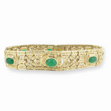 Cabochon Emerald & 2.98 ct Diamond Set 14ct Gold Bracelet 19cm 43.9g Val $28980