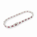 4.5ct Ruby & 3.90ct Diamond 14ct White Gold Tennis Bracelet 18cm Long Val $26630