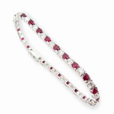 4.5ct Ruby & 3.90ct Diamond 14ct White Gold Tennis Bracelet 18cm Long Val $26630