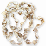 MOTHER OF PEARL & FAUX PEARL NECKLACE,  EXTREMELY LONG 166CM