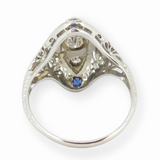 Vintage 0.20cttw Diamond & Sapphire 18ct Gold Plaque Ring Size N 1/2 Val $3420