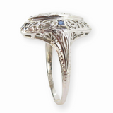 Vintage 0.20cttw Diamond & Sapphire 18ct Gold Plaque Ring Size N 1/2 Val $3420