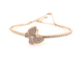 Pretty Rose Gold Coloured Cubic zirconia Encrusted Butterfly Bangle Dangling K