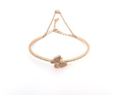 Pretty Rose Gold Coloured Cubic zirconia Encrusted Butterfly Bangle Dangling K