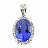 25.4ct Violet Blue Tanzanite 2.3ct VS Diamond Halo 18ct Gold Pendant Val $58820