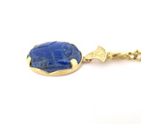 Beautiful Handmade 18ct Gold & Lapis Lazuli Scarab Necklace Egyptian Style 20g