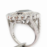 Australian Sapphire & 2.00ct Diamond Halo 18ct Gold Ring Size M Val $19230