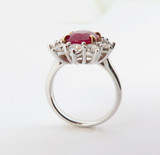 Natural 3.40ct Ruby & 1.80ct Diamond Halo 18ct White Gold Ring SzN1/2 Val $27200