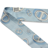 Hermes Blue Patterned Twilly Scarf with Box