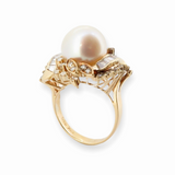 Vintage 18ct Gold 12mm South Sea Pearl & Diamond Cocktail Ring Sz N1/2 Val $7990