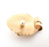 Beautiful Naturalistic 14ct Yellow Gold Shell with Pearl Pendant / Brooch 8.6g