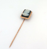 Delightful Antique Vintage 9ct Rose Gold & Sardonyx Cameo Stick Pin 6.2g