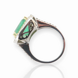 Wonderful 7.66ct Emerald & Diamond Set Double Halo 18K Ring Size N Val $41200