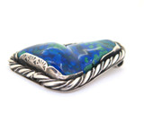Striking Azurite & Malachite Carving Decorative Sterling Silver Pendant 29.7g