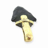 Vintage 14ct Yellow Gold Handmade Black Obsidian Arrowhead Pendant 11.4g