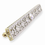 Antique 14ct Two Tone Handmade 0.83ct Old Cut Diamond Set Bar Brooch Val $6340