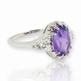 Amethyst & 0.24ct H VS Diamond 14ct White Gold Cocktail Ring Size J Val $2480