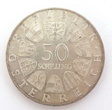 1967 AUSTRIA 50 SCHILLING COMMEMORATIVE COIN. .900 SILVER.