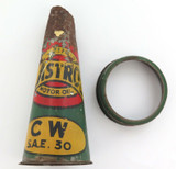 VINTAGE CASTROL WAKEFIELD CW S.A.E. 30 1 QUART EMBOSSED GLASS BOTTLE + POURER