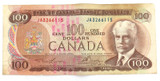 1975 (OTTAWA) CANADIAN CANADA $100 NOTE. JA3266115