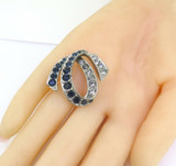 Stylish 'Gallery Original' Blue Simulated Sapphires & Diamanté Loop Pendant