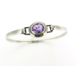 Pretty Faceted Oval Amethyst 9 x 7mm Sterling Silver Tension Bangle 13.1g