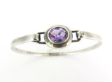 Pretty Faceted Oval Amethyst 9 x 7mm Sterling Silver Tension Bangle 13.1g