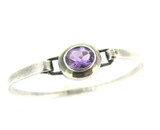 Pretty Faceted Oval Amethyst 9 x 7mm Sterling Silver Tension Bangle 13.1g