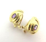 Stylish 14ct Yellow Gold & Amethyst Conical Stylised Shell Earring Studs 5g