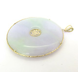 Vintage 14ct Gold Lavender Jadeite Chinese Happiness 福 fú Symbol Pendant 26.6g