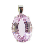 Vintage Handmade 9ct White Gold Ladies Huge Kunzite Pendant Val $21330